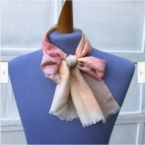 Beachy Pink Tie Dye Silk Scarf for Neck Head & Hair Artist Signed STAVROFF 11x52